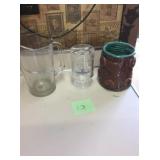 GLASS PITCHER, POTTERY, MUG