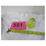 Hand Blown Paperweight Yellow Swirl