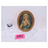 1940S Sacred Heart Of Mary With Original Frame