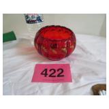 Fenton Ruby Red Ribbed Gold Leaf