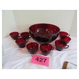 Anchor Hocking Royal Ruby Red Punch Bowl  And