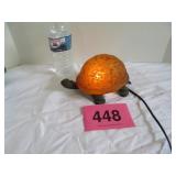 Vtg Tiffany Style Bronze Turtle Night Light Works