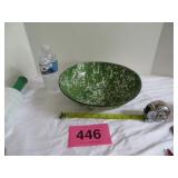 Green And White Spatter Enamelware
