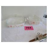 2,5 Litters,1,5 Litters Peach Floral Casserole