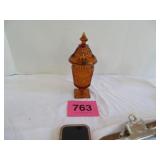 Indian Glass Amber Candy Dish