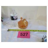 Jeanette Glass Carnival Swan Powder Dish
