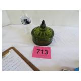 Vtg Avcado Green Candy Dish Indian Glass