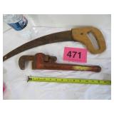 Ridgid Heavy Duty Pipe Wrench And Handsaw