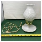 White Hobnail Milk Glass Lamp Tested and Works