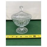 France Clear Cut Crystal Candy Dish with Lid