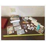 Box and Envelopes Full of Old Stamps