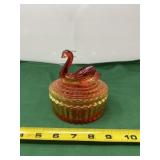 1970ï¿½s Jeanette Amberina Glass Swan