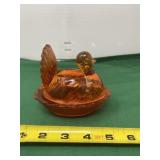 Indiana Glass Amber Turkey Covered Dish