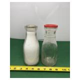 Two one Pint Glass Milk Jars