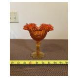 Fenton Glass Compote in the Amberina Color