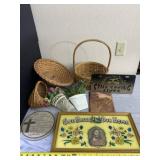 Baskets and Jesus Signs and License Plate Decal.