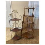 Wood and Metal Corner Shelves