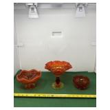 Fenton Amberina Ruffled Compote , L. E. Smith