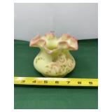Fenton Yellow Burmese Rose Bowl