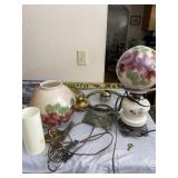 Two lamps in Pieces with Tote and Lid.