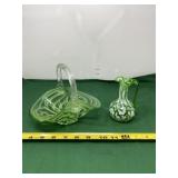Vintage Art Glass Basket and Rainbow Art Glass