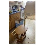 Side Table with Lamp and Magazine Rack