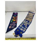 Boy Scout Sashes with Pins and Award Medallions