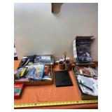 Office Supplies, Crayons and Everything on Table.