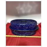 Blue Speckled Enamelware Roasting Pan with Lid