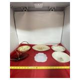 White Milk Glass Square Candy Dish, Carnation