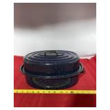 Blue Enamelware Roasting Dish with Lid