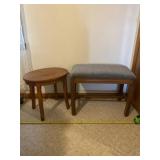Piano Bench and Small Wood Table.