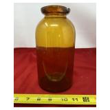 Amber Glass Apothecary Jar with Chip on Top