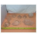 Glass Pitchers and Cups with Candy Dishes and