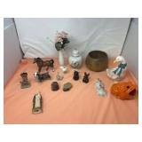 Glass Figurines with Glass Canister Fake Flowers
