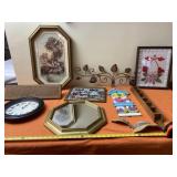Mirror, Shelf, Clock and Pictures