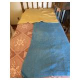 Yellow Wool Blanket, Blue and Rose Blankets.