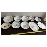 Decorative Bowls and Plates with Flowers and
