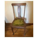 Wooden Chair with Green Velvet Seat