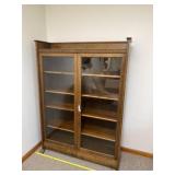 Double Door Oak Book Case in Tiger Grain Pattern