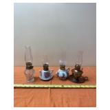 Japan Floral Lamps, Brass Lamp and Clear Glass