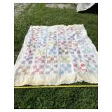 76 x 90 9 Patch Patchwork Quilt with Some Stains