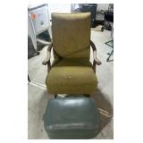 Green Rocking Chair with Leather Foot Stool