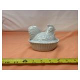 white Milk Glass Hen on Nest