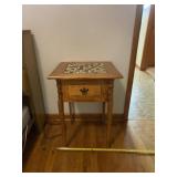 Handcrafted Wood Accent Table with Mosaic Tile