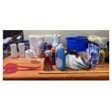 Bleach, Toilet Paper, Paper Towels, Mop Bucket