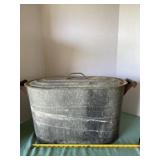 Galvanized Metal Oval Wash Tub with Lid