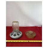 Poultry Feeder with Vintage Glass Base Poultry