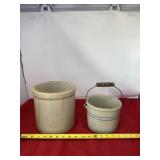 8 Inch Stoneware Crock with Cracks and Butter