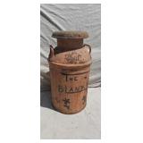 Old Milk Can 25 in Tall Brass Numbers 2561 on it